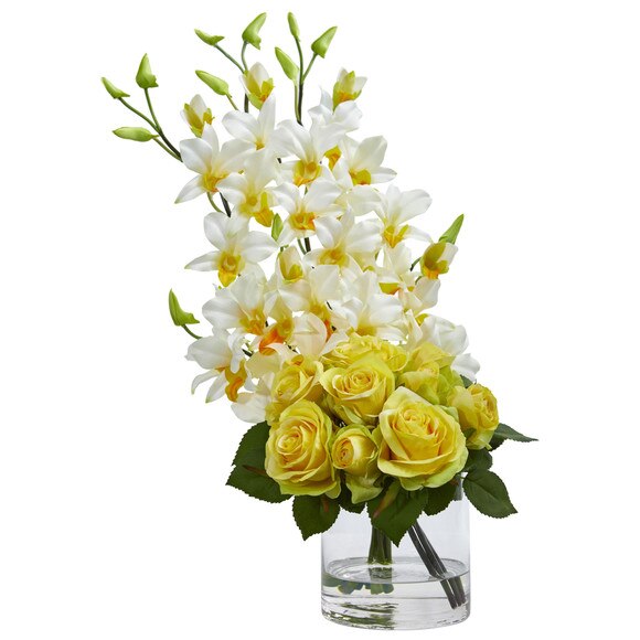 Rose Dendrobium Orchid Artificial Arrangement - SKU #1589-OG - 5